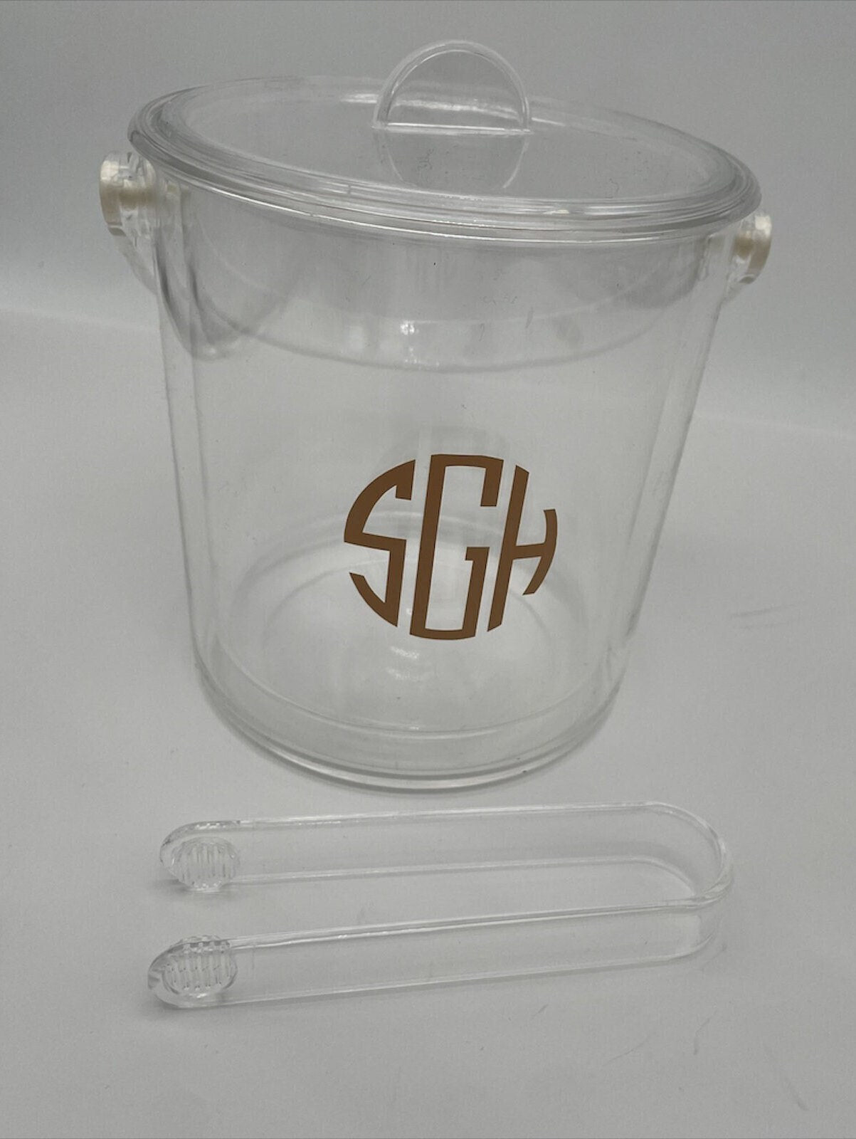 Personalized clear acrylic 1 1/2 quart double wall ice bucket - modern monogram