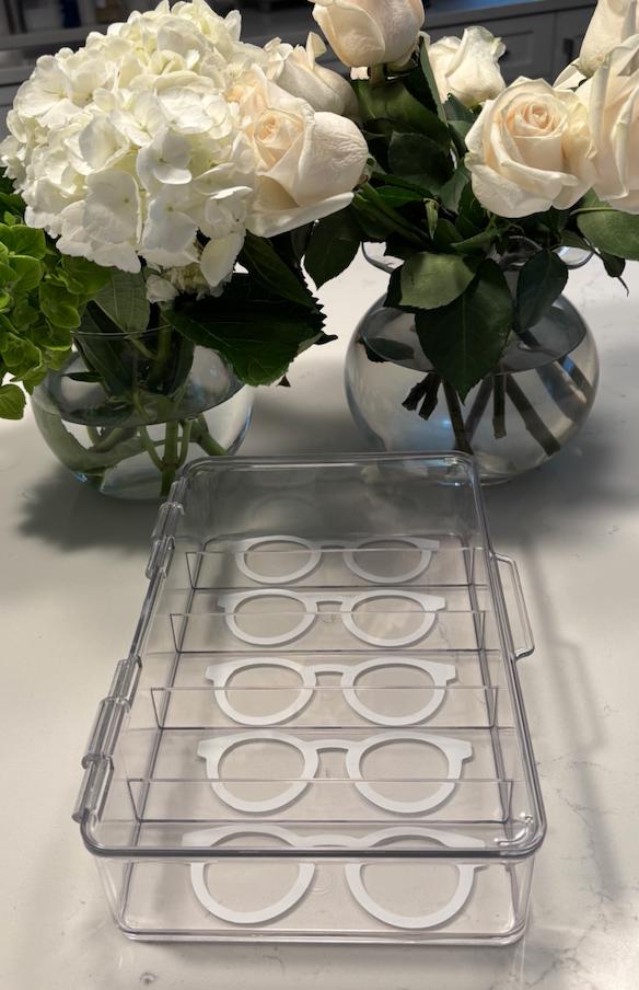 acrylic 5 compartment eye glass / sunglass storage case (glasses not included)