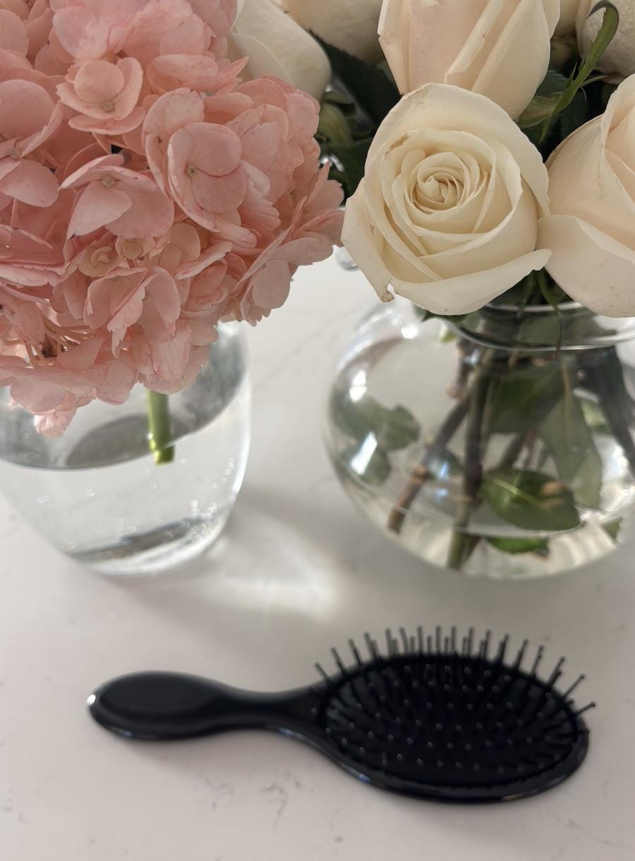 Personalized 2" x 7" black oval hair brush