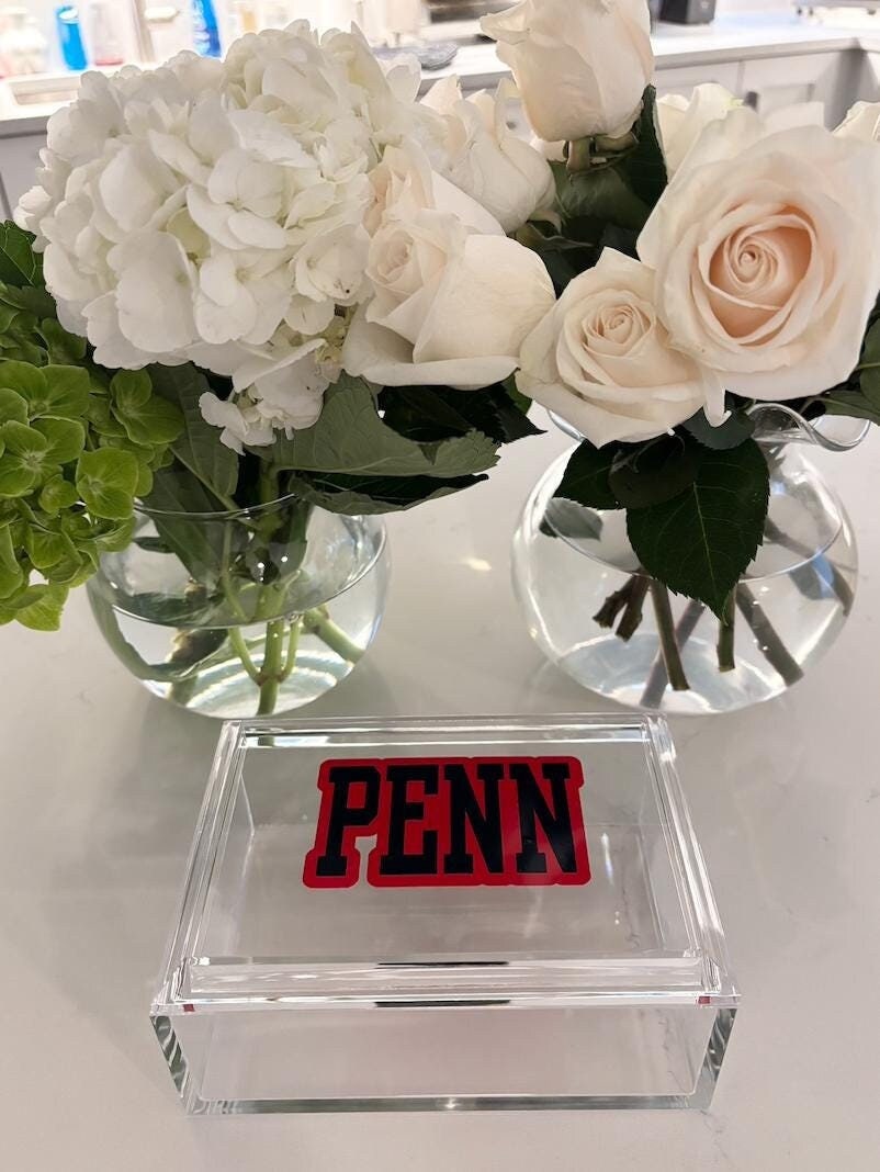 personalized 4" x 6" clear acrylic keepsake box - PENN