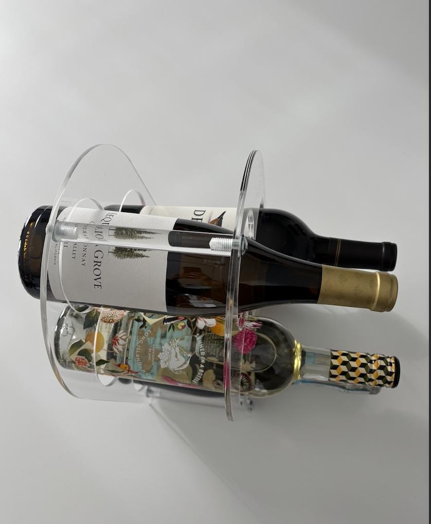 Personalized clear acrylic 5 bottle wine stand