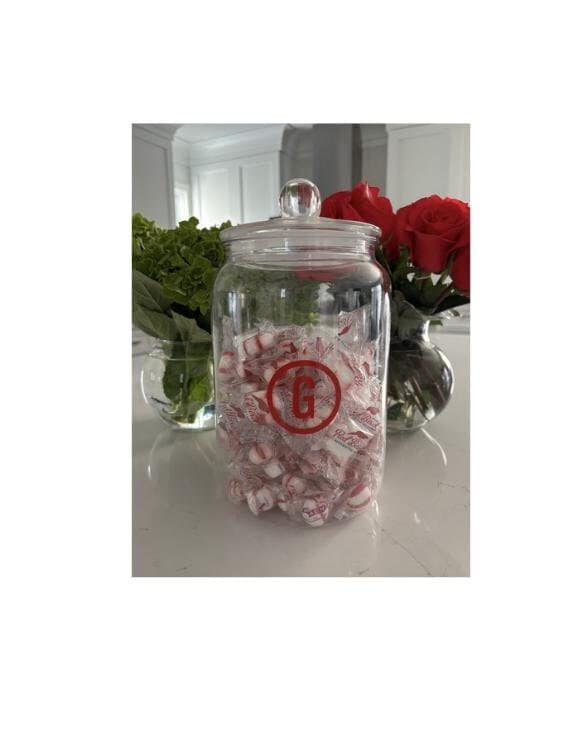 Personalized clear acrylic 4" x 8" tall candy jar
