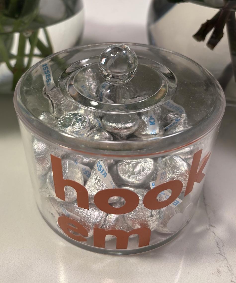 Personalized clear acrylic 3" x 4" college desk candy jar- can be made with any college