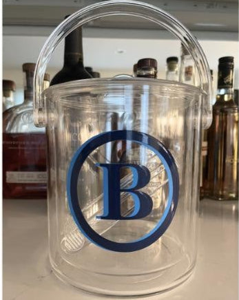 Personalized clear acrylic 1 1/2 qt double wall ice bucket - double circle monogram