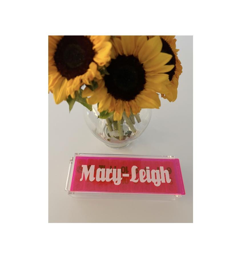 Personalized acrylic rummikub set - transparent hot pink
