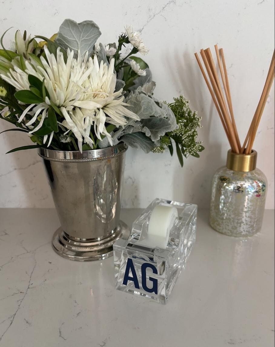 Personalized acrylic tape dispenser (tape not included)- 2 letter monogram