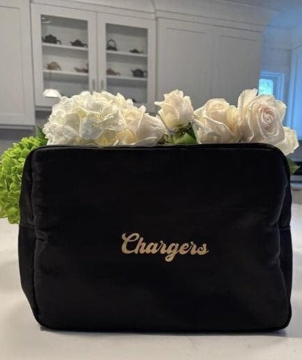 personalized black nylon makeup bag