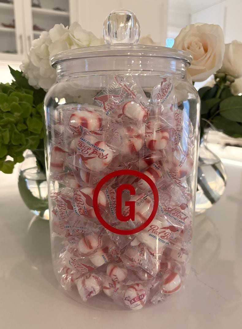 Personalized clear acrylic 4" x 8" tall candy jar