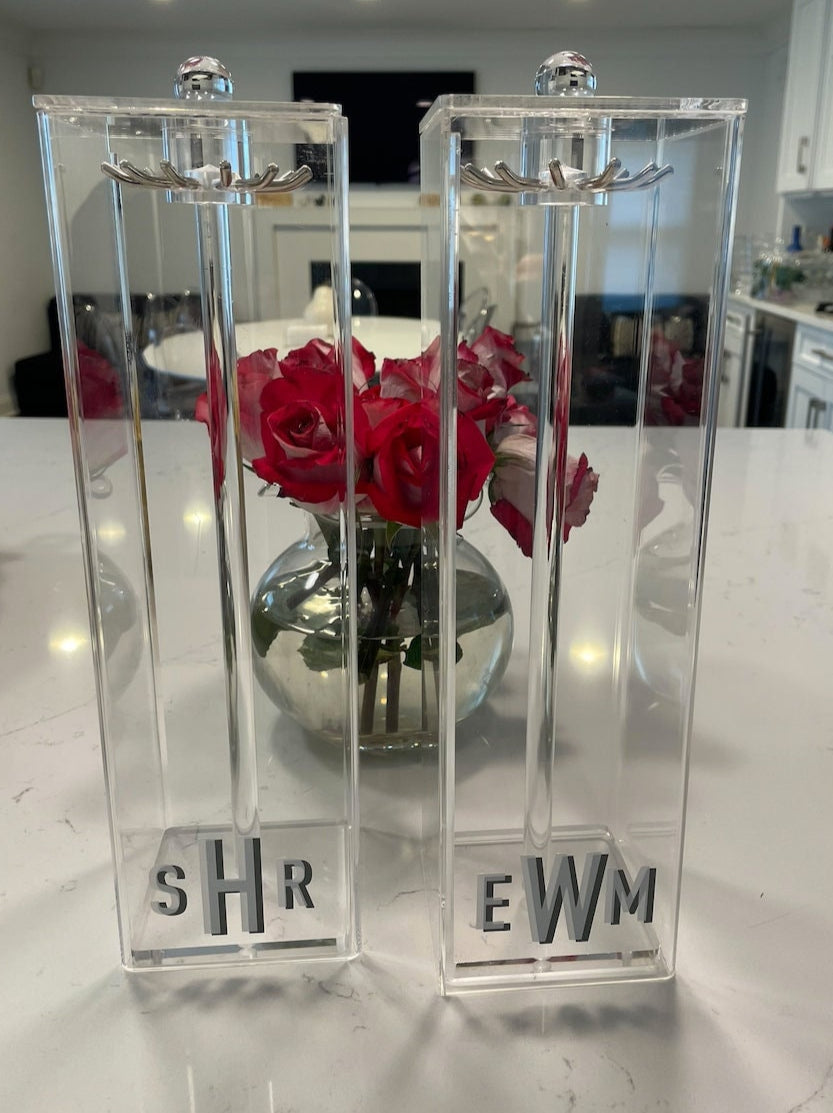 Personalized 12" acrylic necklace holder with monogram