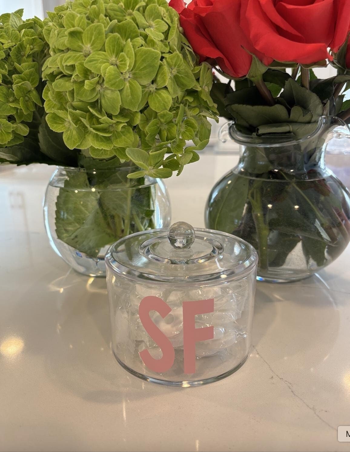 Personalized clear acrylic 3" x 4" monogrammed candy jar