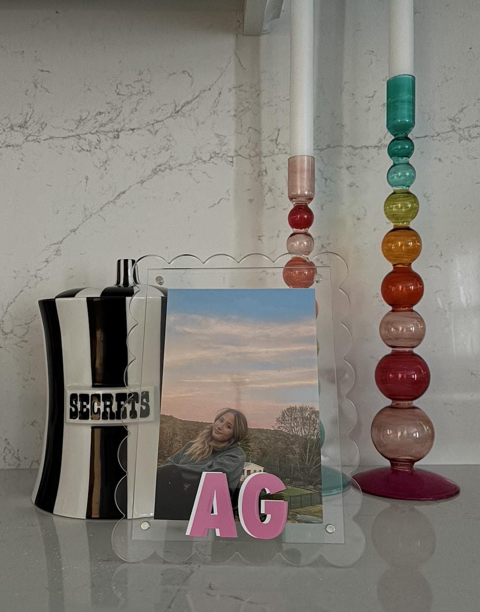 Personalized 7" clear scalloped edge acrylic magnetic frame