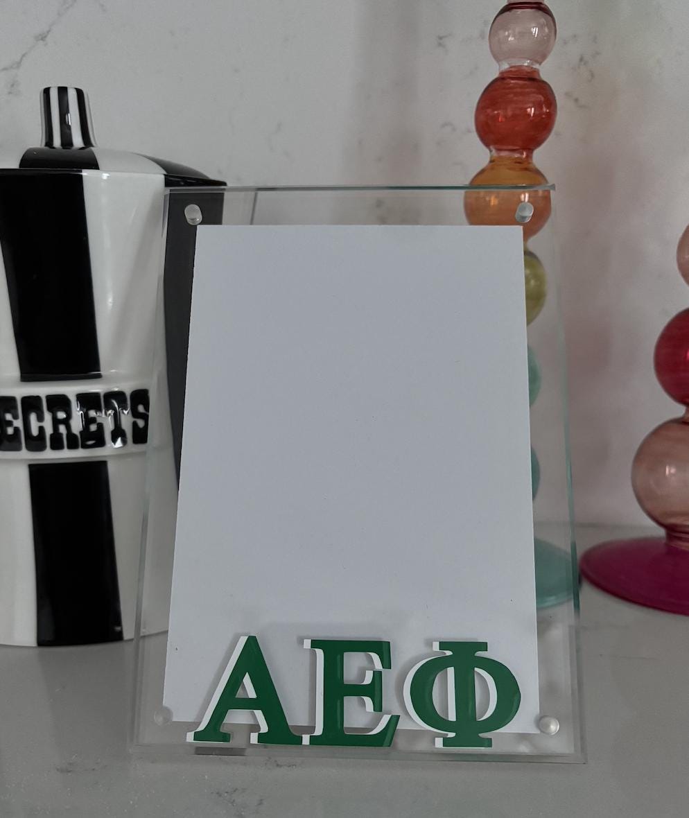 Personalized 5" x 7" acrylic magnetic frame with your sorority