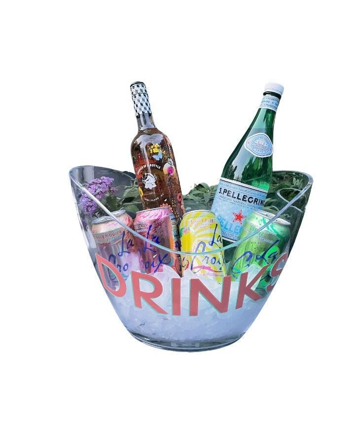 Personalized clear acrylic large 8 L ice bucket - DRINKS