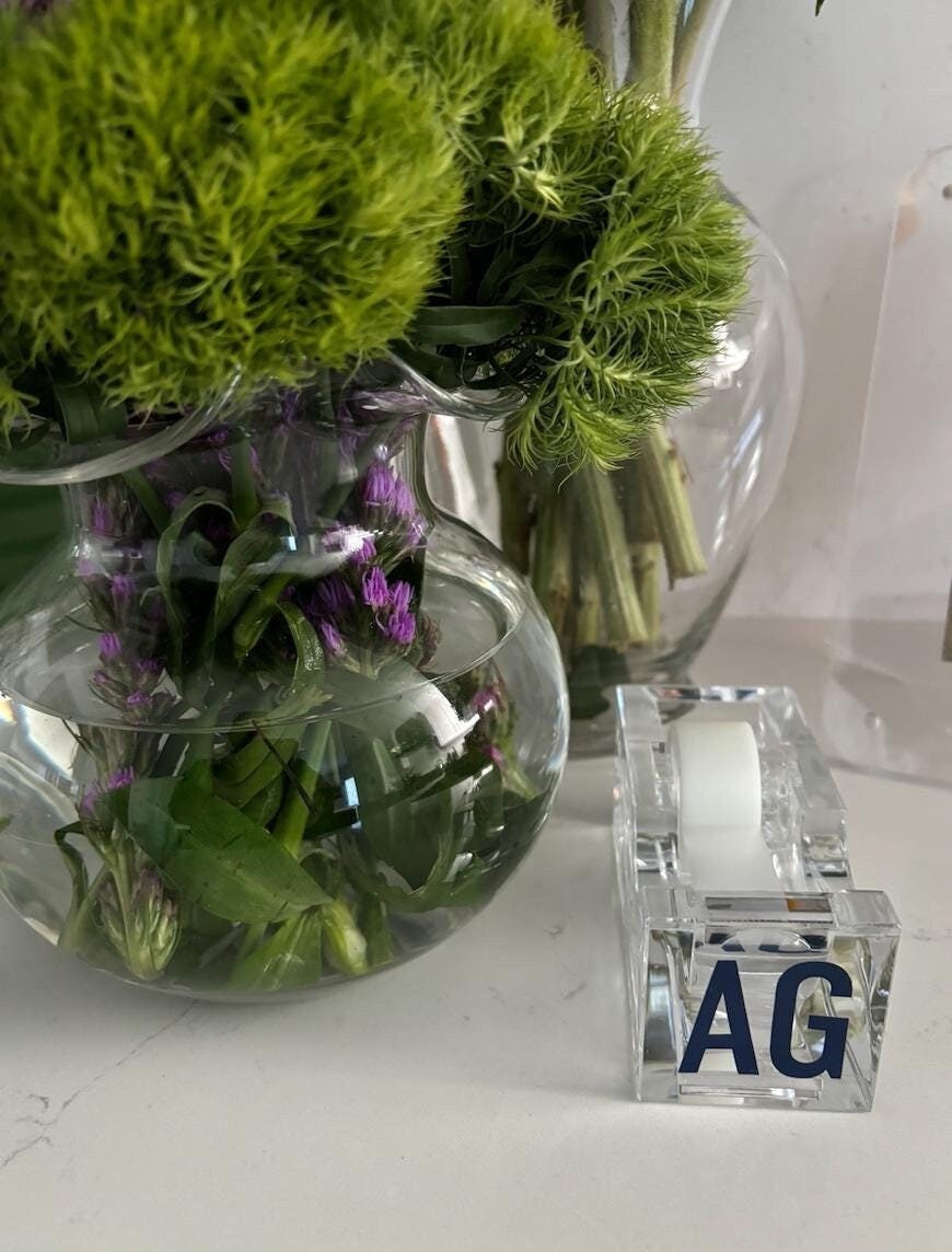 Personalized acrylic tape dispenser (tape not included)- 2 letter monogram