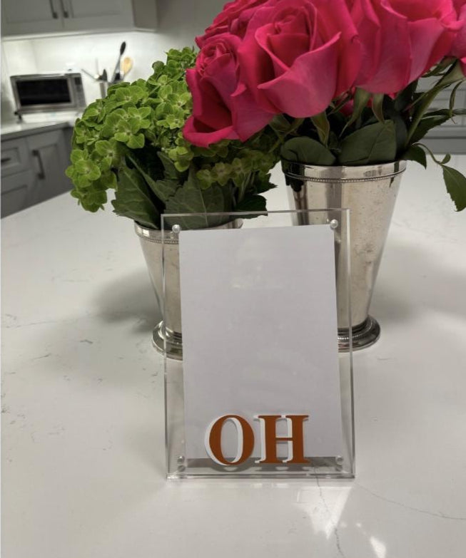 Personalized 5" x 7" clear acrylic magnetic frame with your monogram