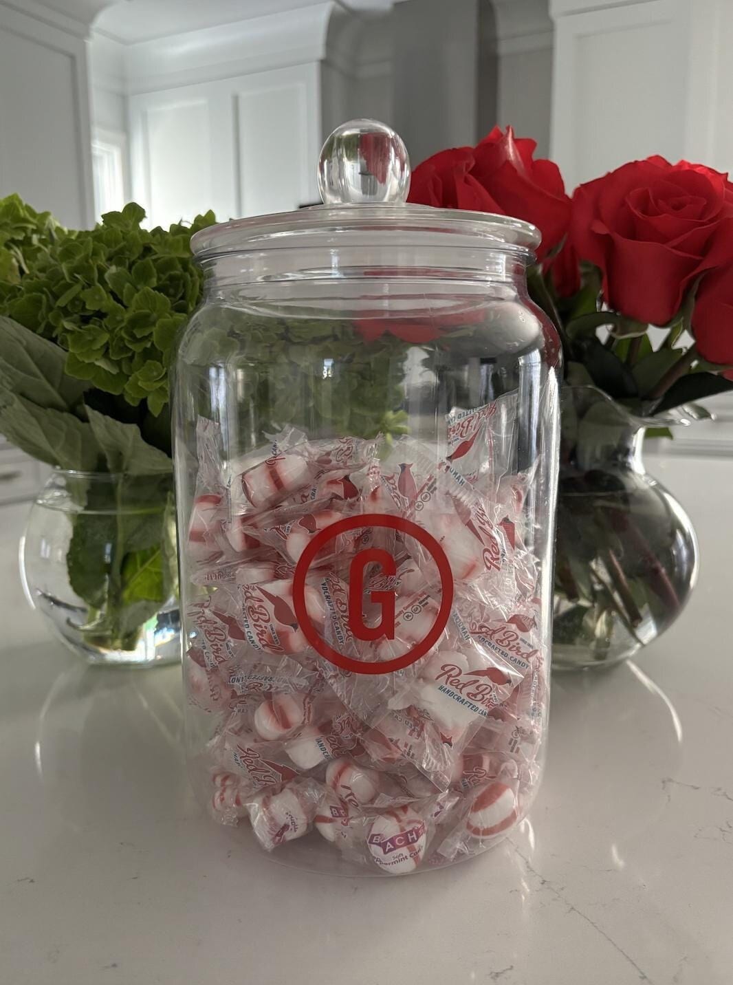 Personalized clear acrylic 4" x 8" tall candy jar