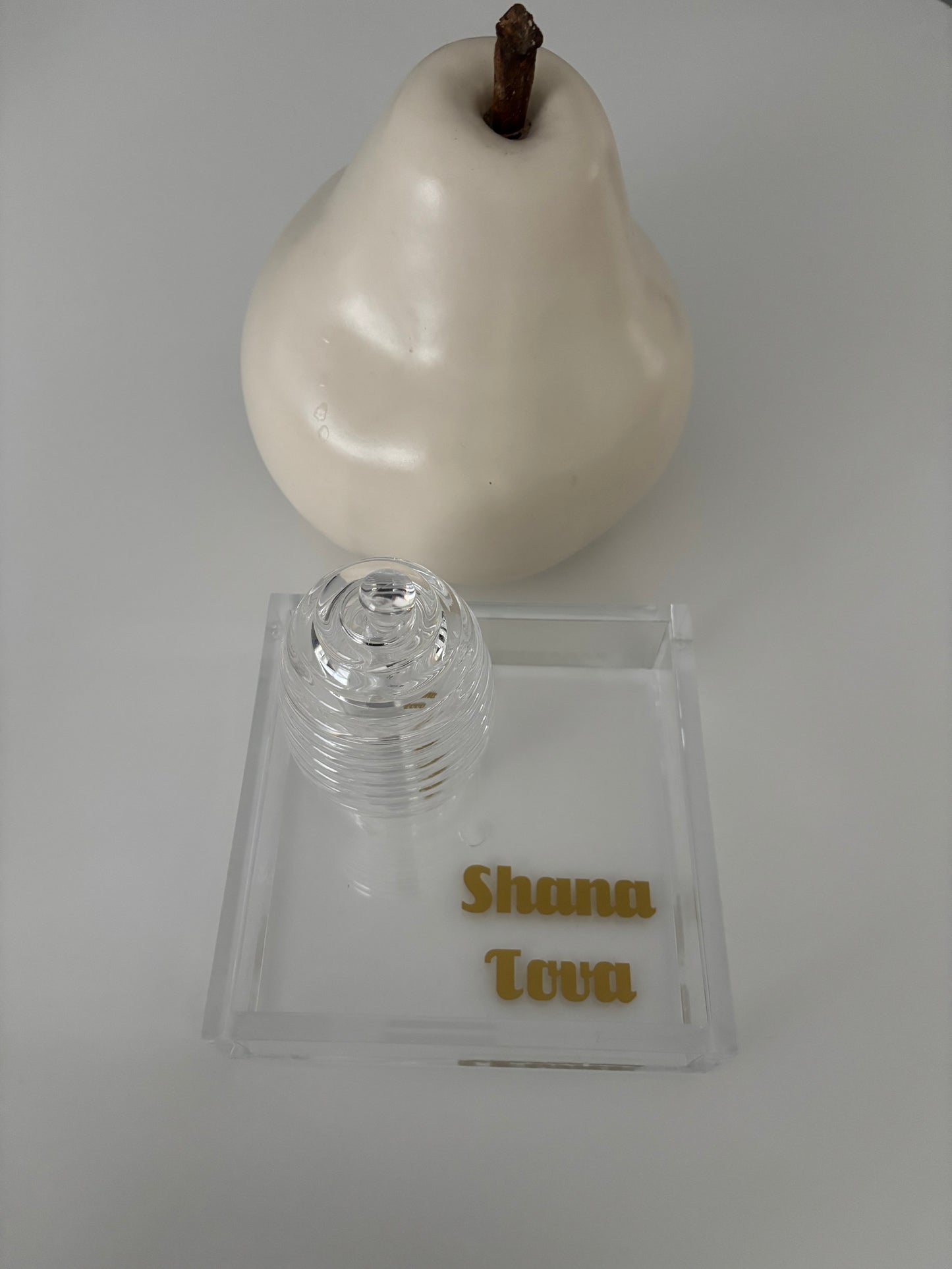 6” x 6” acrylic thick catch all tray with honey jar