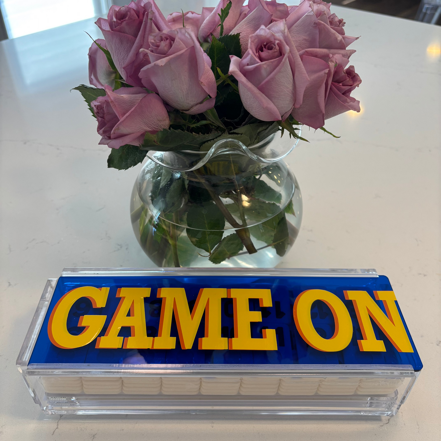 Personalized acrylic rummikub set - transparent blue