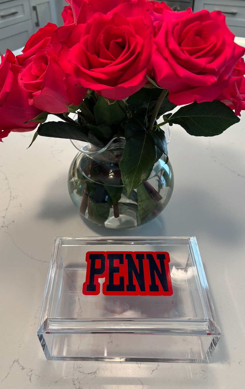 personalized 4" x 6" clear acrylic keepsake box - PENN