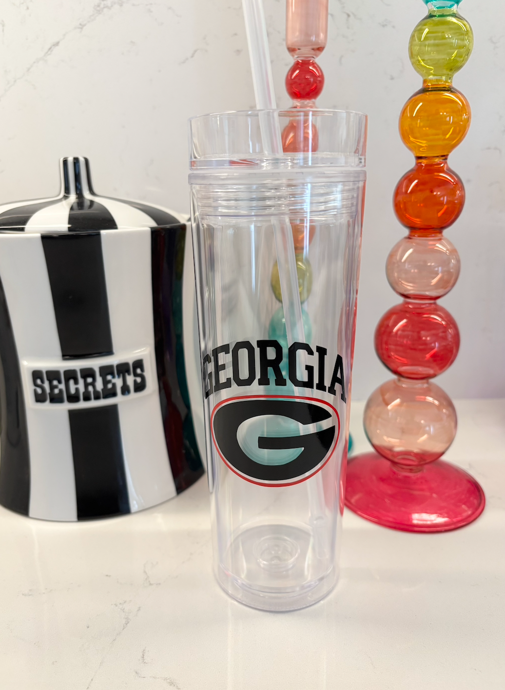Personalized 19 ounce acrylic water bottle with a straw - GEORGIA