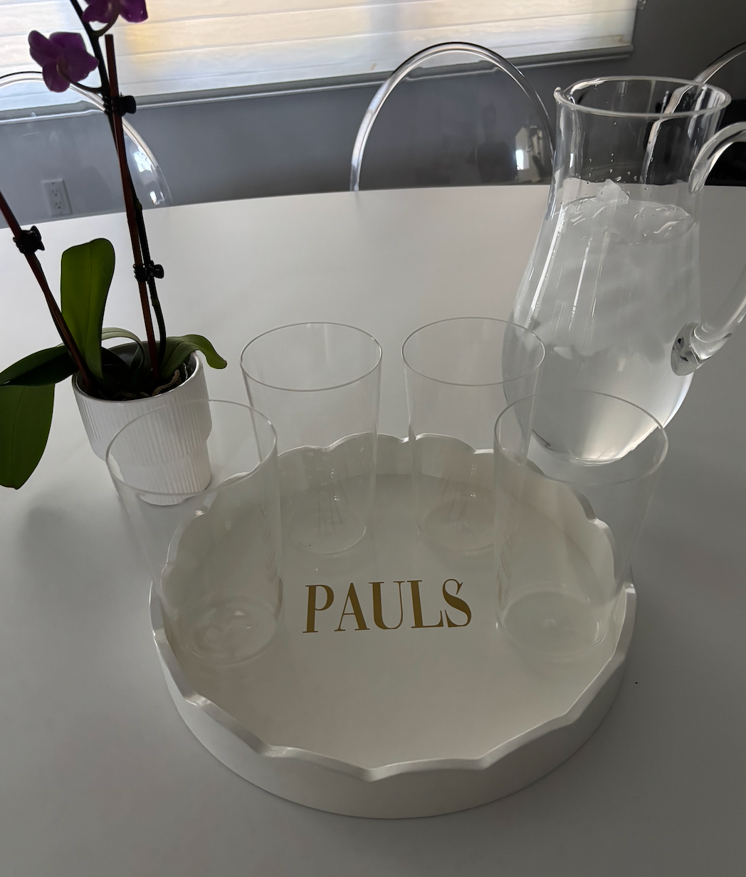 Personalized 10" white wood scalloped tray