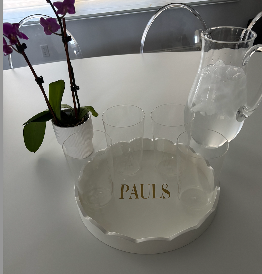 Personalized 10" white wood scalloped tray