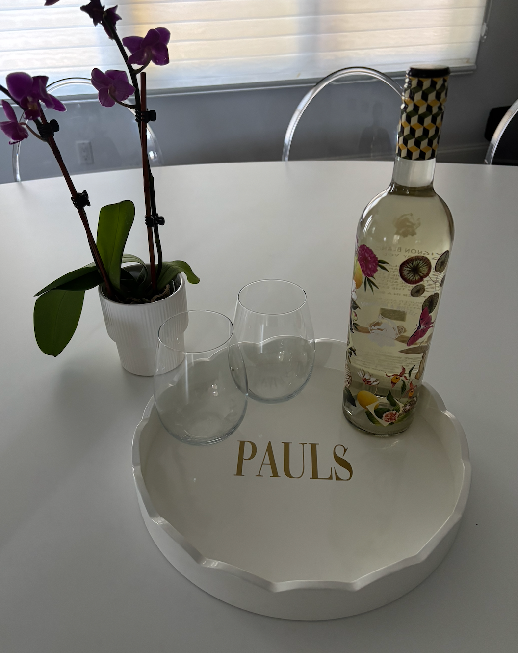 Personalized 10" white wood scalloped tray