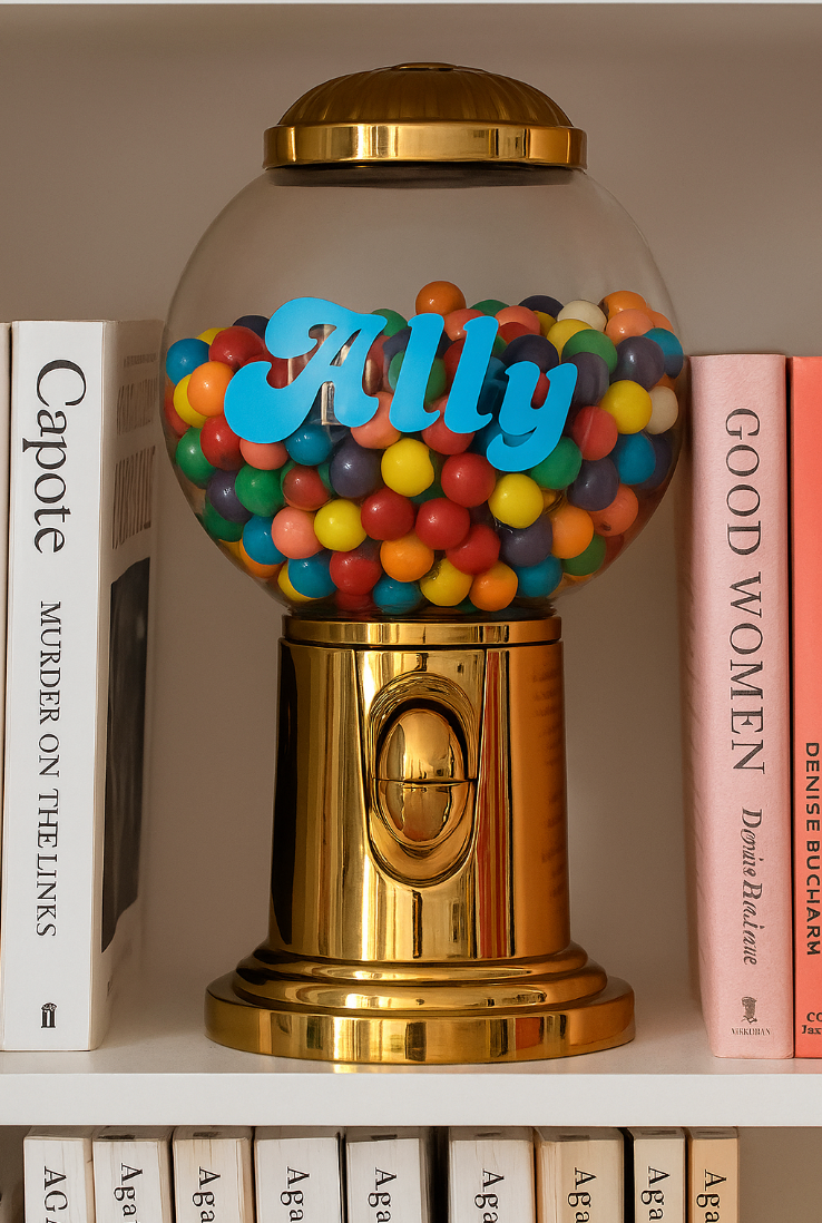 Personalized GOLD metal gumball machine (gumballs not included)