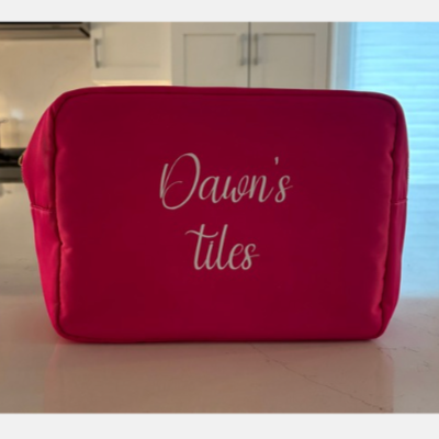 bright pink nylon mahjong tiles bag 11" x 5" x 7"