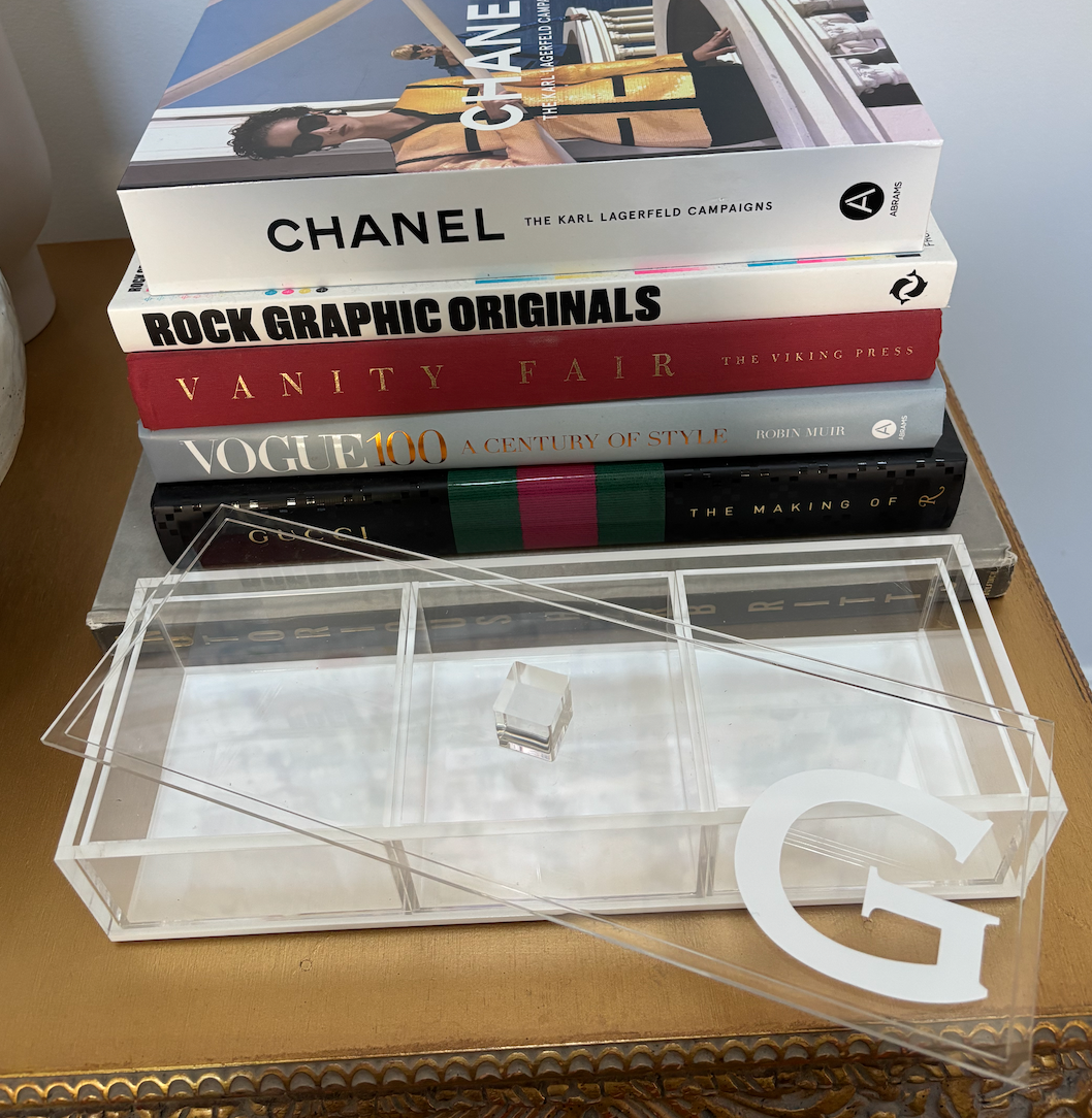 Personalized 3 section clear acrylic serving tray, sold without the candy , sections are removable
