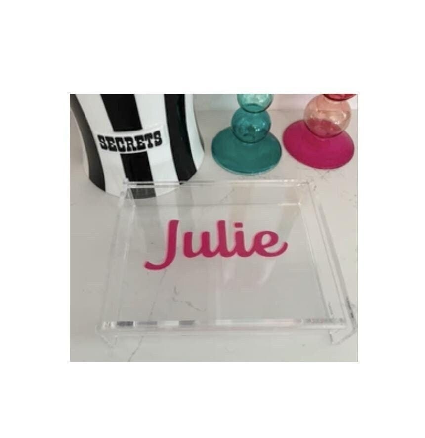 Personalized 6" x 7.5" clear acrylic catchall box with your name