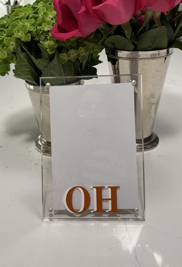 Personalized 5" x 7" clear acrylic magnetic frame with your monogram