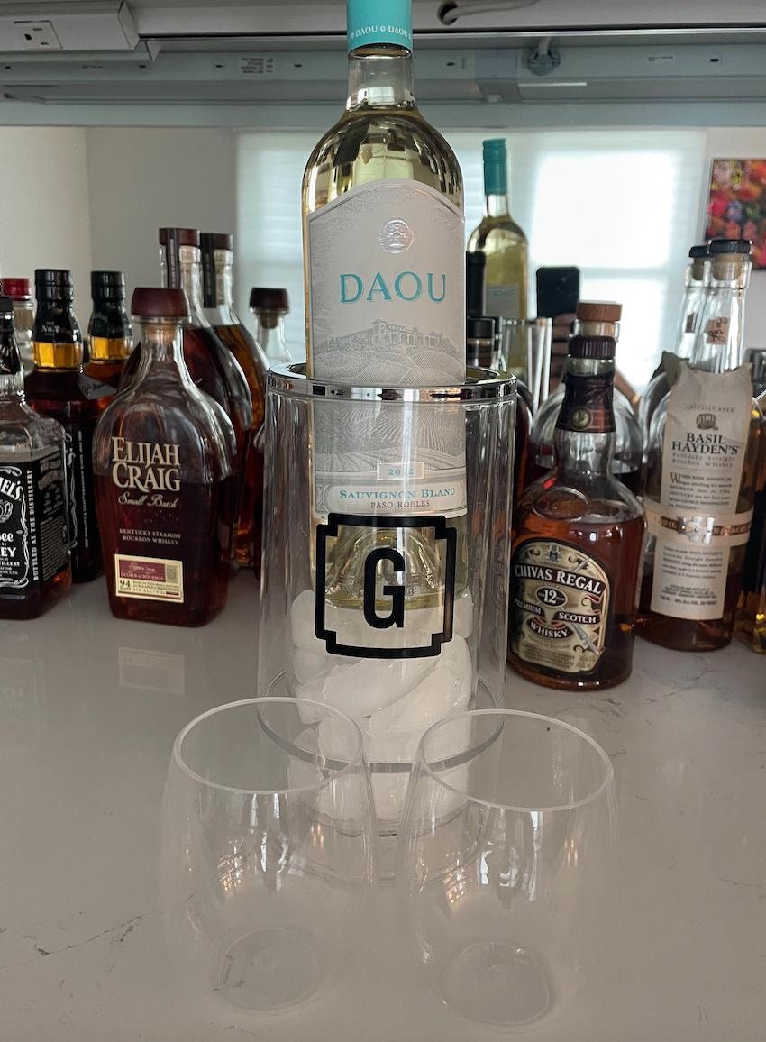 Personalized clear acrylic 4" x 9" personalized wine chiller