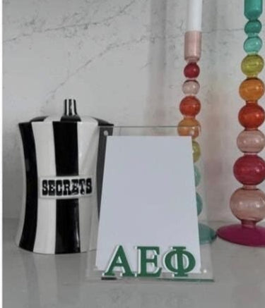 Personalized 5" x 7" acrylic magnetic frame with your sorority
