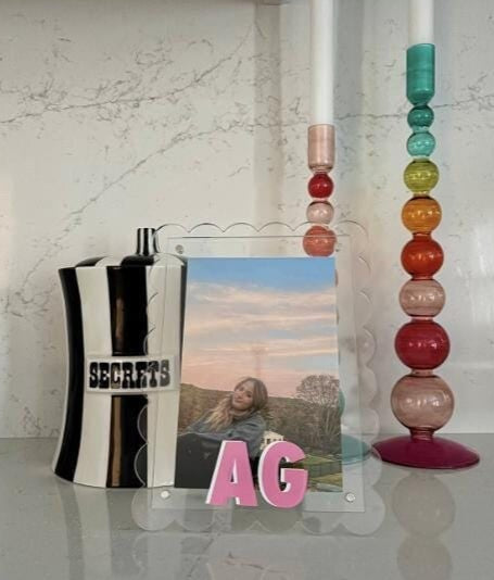 Personalized 7" clear scalloped edge acrylic magnetic frame