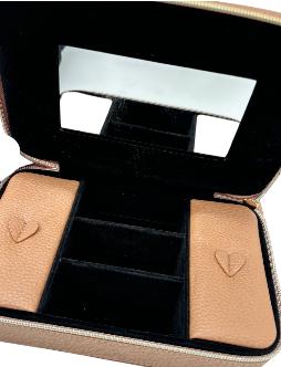 Personalized faux leather beige dual travel bag- 7" x 7.5"