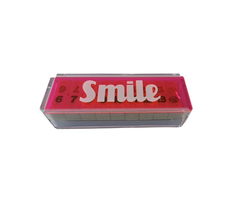 personalized acrylic rummikub set - transparent hot pink