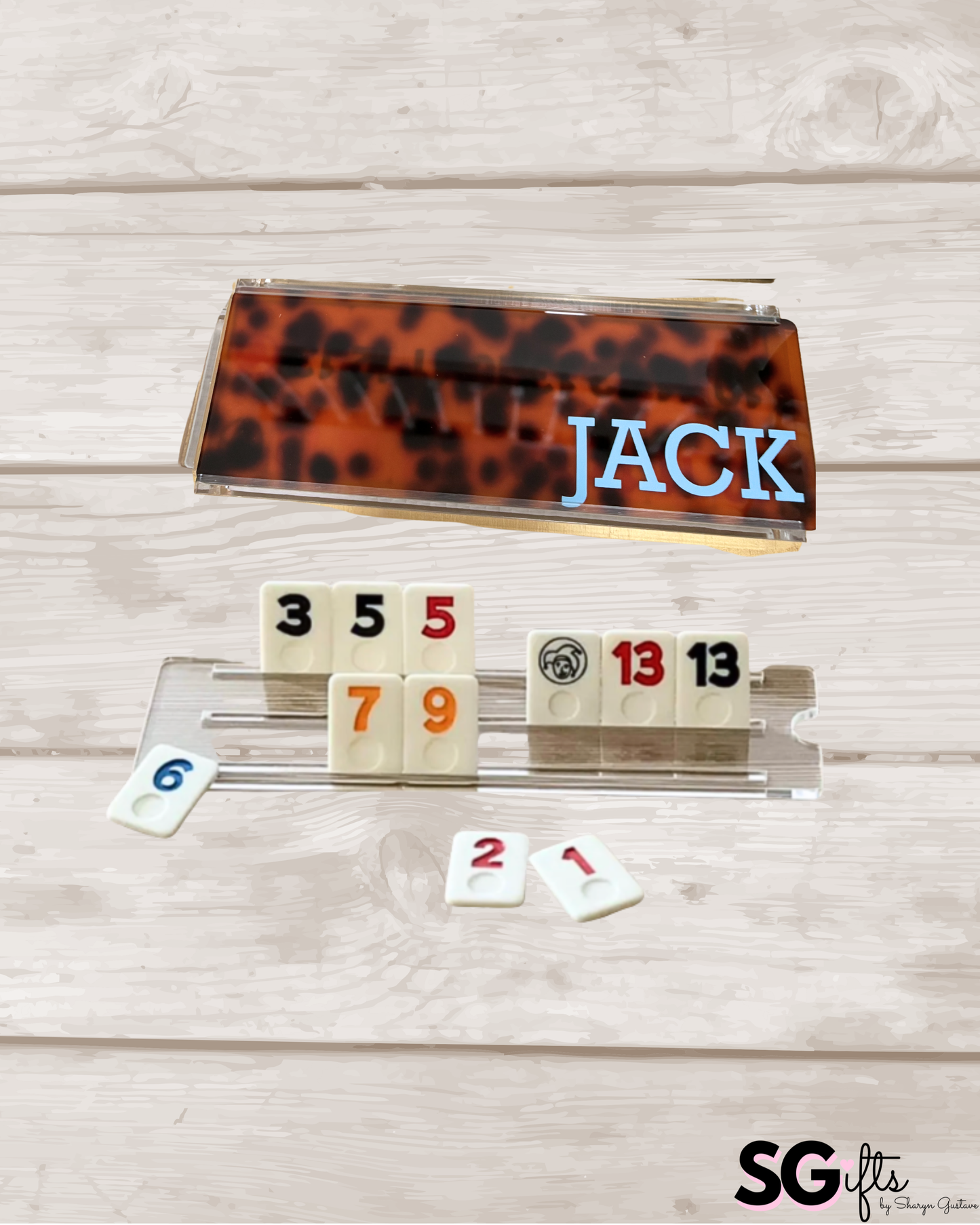 Personalized acrylic rummikub set -tortoise
