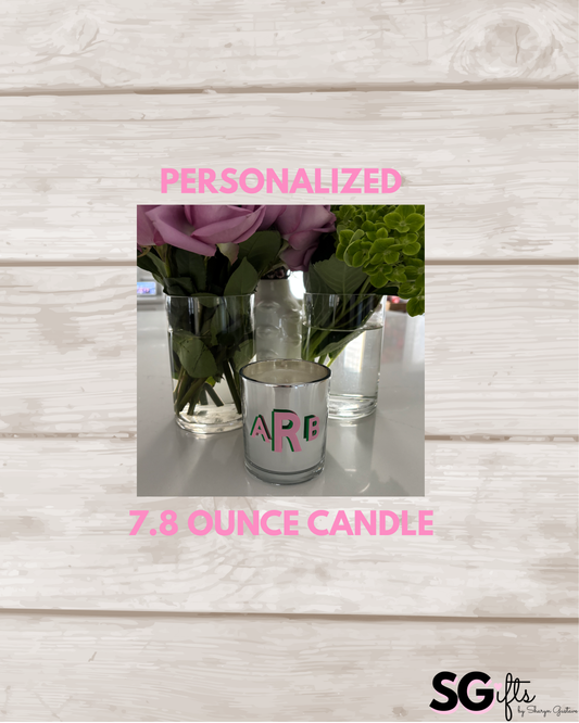 7.8 ounce candle-personalized with a 3 letter monogram- Sandalwood vanilla