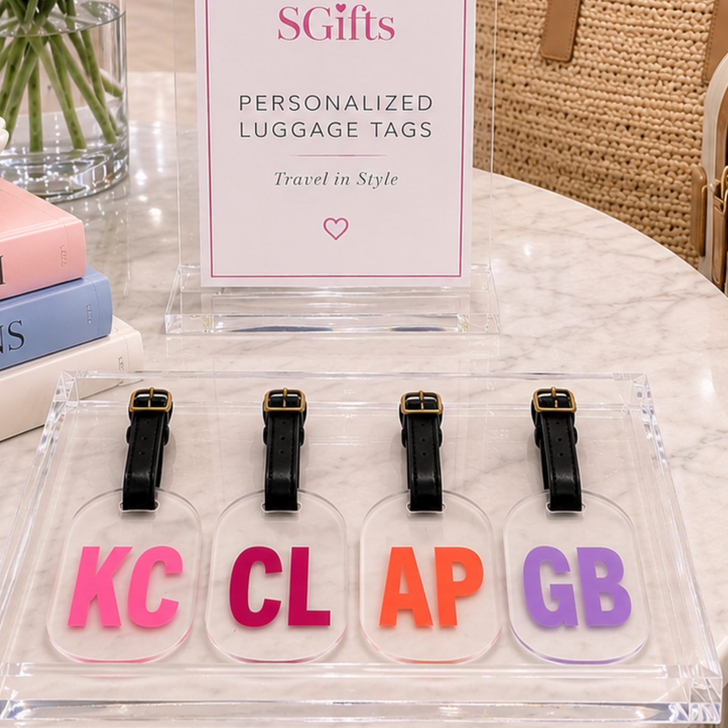 Personalized clear acrylic luggage tag