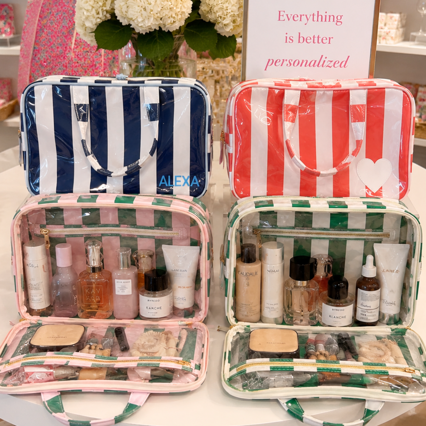 Personalized coated makeup bag with tassle closure-  x large
