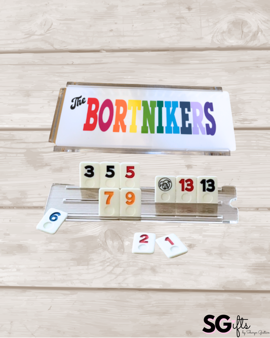Personalized acrylic rummikub set - opaque white