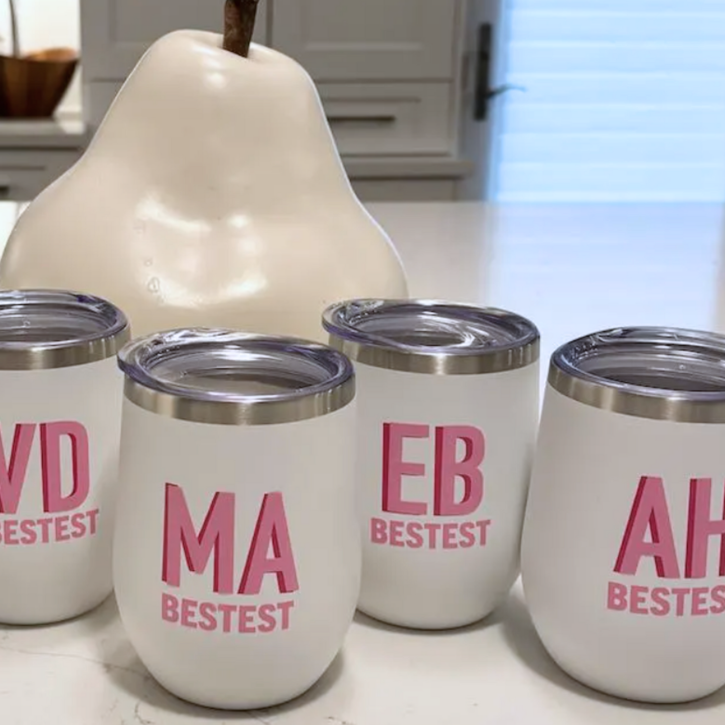 Personalized stainless steel tumbler white- sold individually