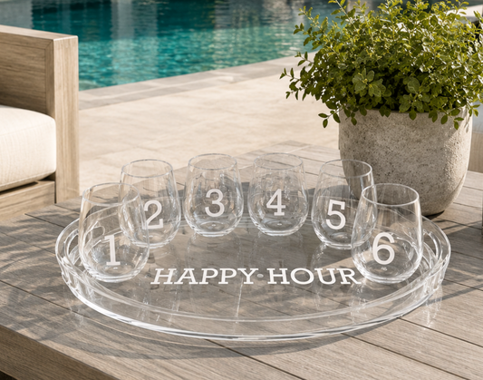 Personalized Acrylic oval Tray and 6 glasses