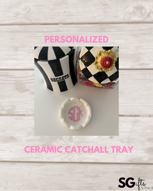 Personalized 4.5" white marble jewelry tray