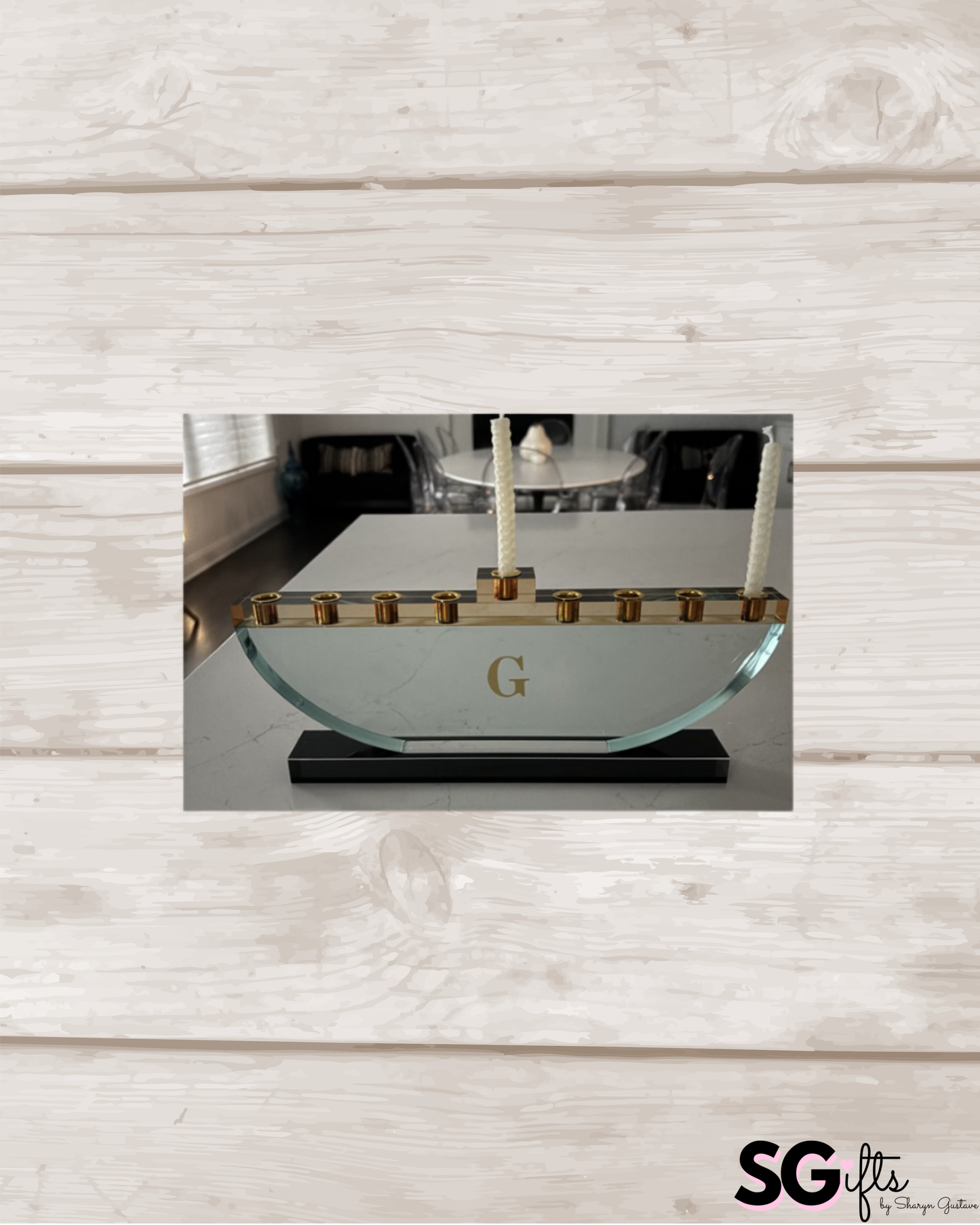 Personalized turquoise acrylic menorah