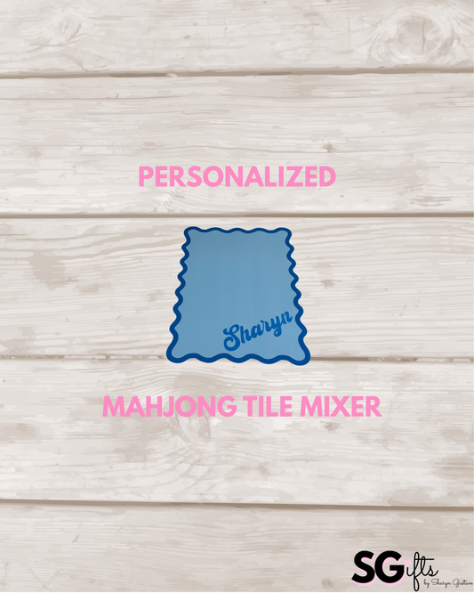 Personalized blue scalloped mahjong shuffler/mixer