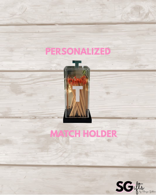 Personalized amber and blue acrylic match holder /hostess gift  (matches not included)