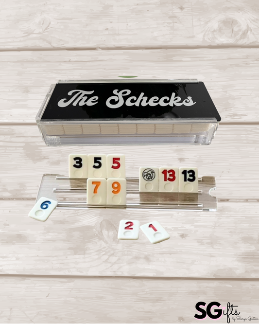 Personalized acrylic rummikub set- opaque black