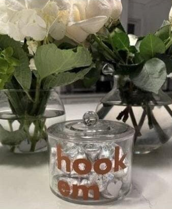 personalized clear acrylic 3" x 4"  college desk candy jar- can be made with any college